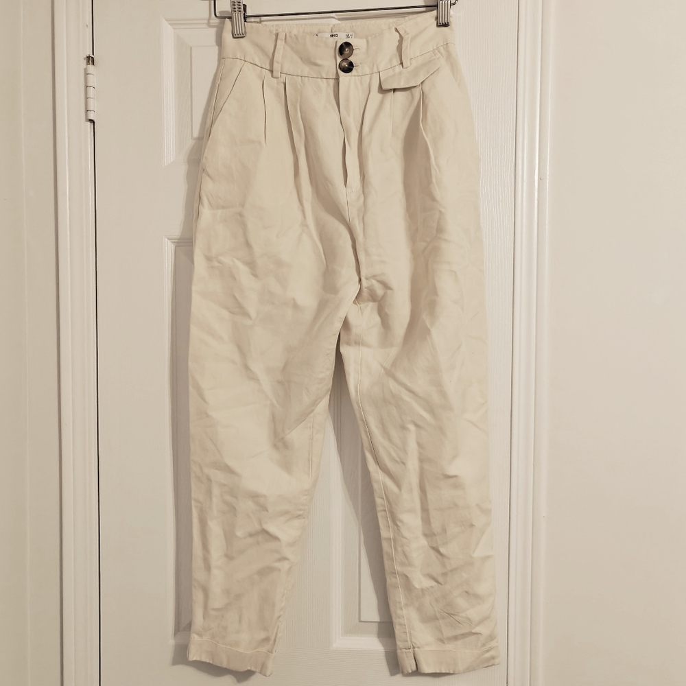 Mango Suite Cotton-linen Pleated Pants